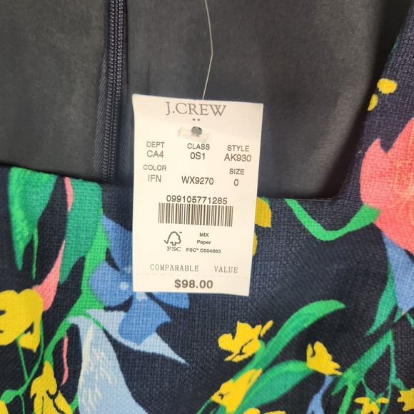 J.Crew Floral Basketweave Square-neck Dress‎ NWT Size  0 - Picture 4 of 5